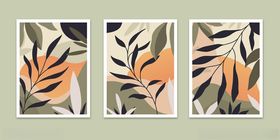 抽象植物三联装饰画
