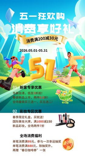 五一购物享礼促销海报