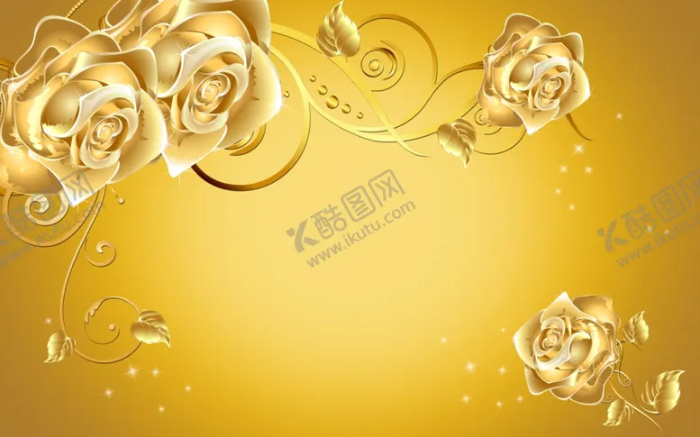 编号：49697406270637393872【酷图网】源文件下载-金色花卉背景墙