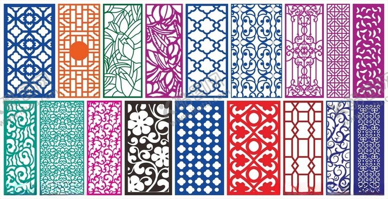 编号：66751310120617354120【酷图网】源文件下载-窗花镂空花纹屏风隔断雕花