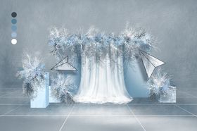 冰雪色折纸风婚礼背景