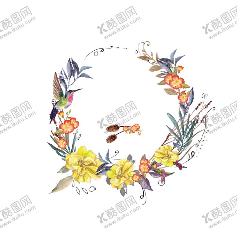 编号：74080409241745487373【酷图网】源文件下载-水彩植物