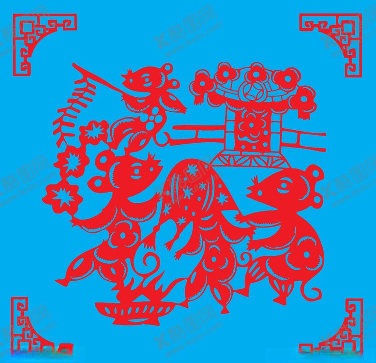 编号：20308110130703444545【酷图网】源文件下载-老鼠剪纸