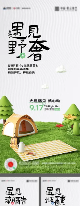 春天露营野餐公园实景海报