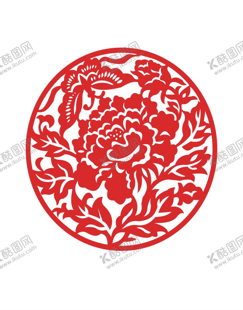 编号：66641609241906312294【酷图网】源文件下载-窗花牡丹蝴蝶