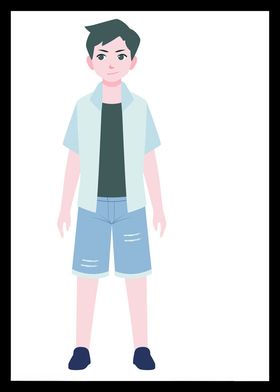 手绘男人男孩卡通动画卡通