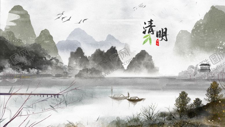 编号：20794304211305414165【酷图网】源文件下载-清明牧童放牛田园风光图