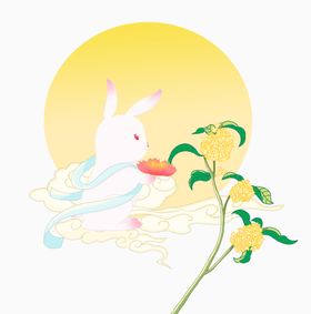 中秋玉兔月饼节日桂花灯笼