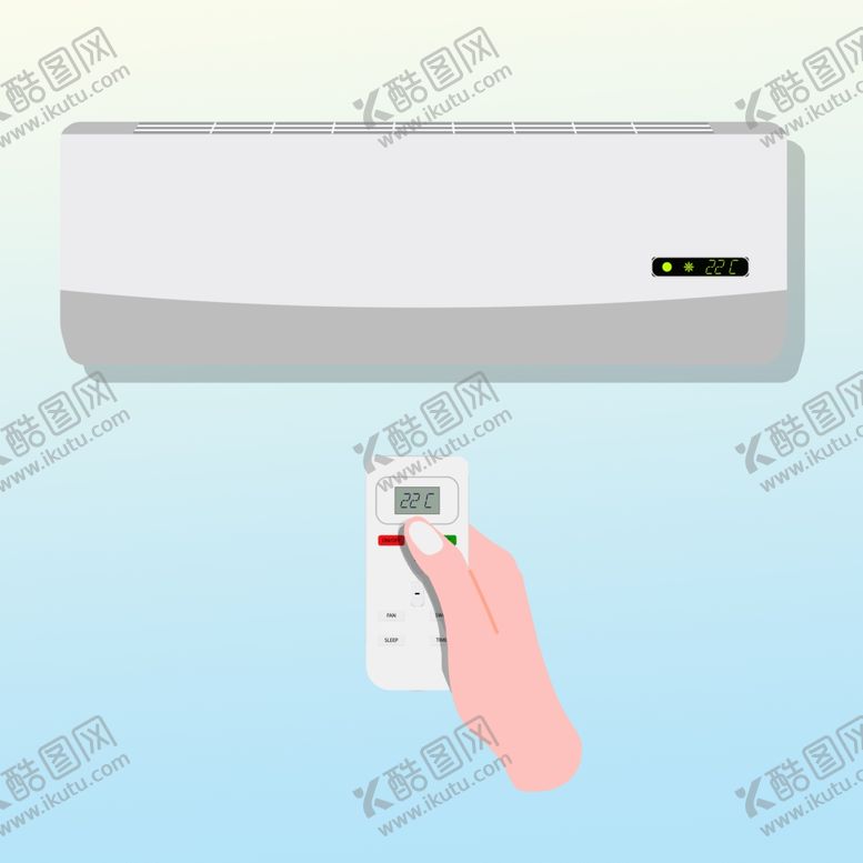 编号：53843907052141294510【酷图网】源文件下载-开空调遥控器扁平插画