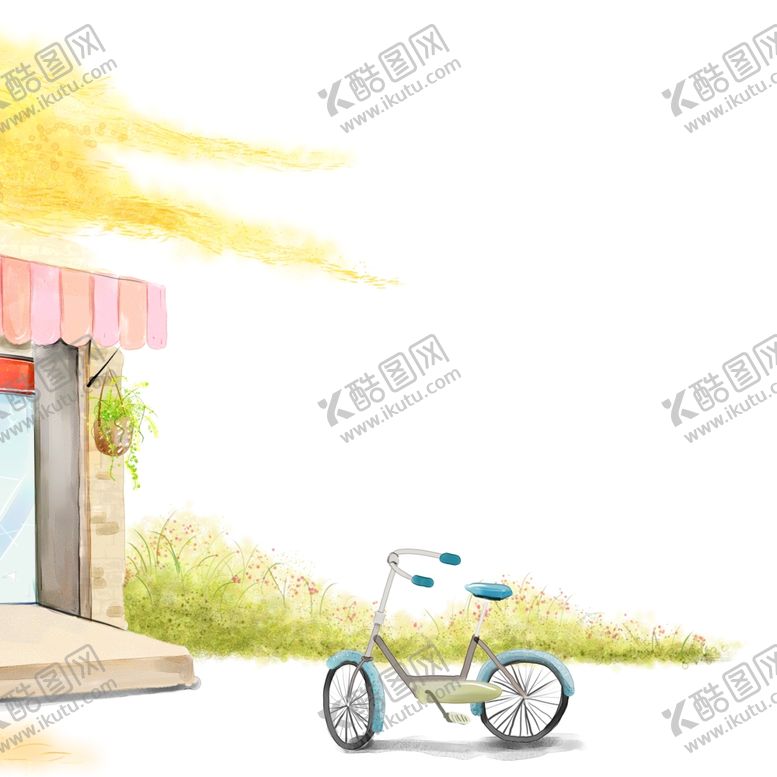编号：80485712011039431865【酷图网】源文件下载-自行车水彩房子挂画装饰画