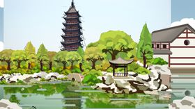 中国风建筑插画