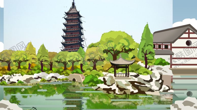 编号：71108510210038382803【酷图网】源文件下载-中国风建筑插画