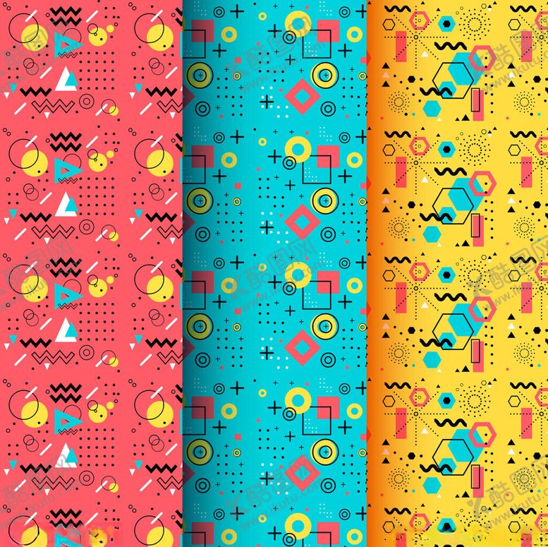 编号：61951404050909585514【酷图网】源文件下载-多彩卡通风格图案集合