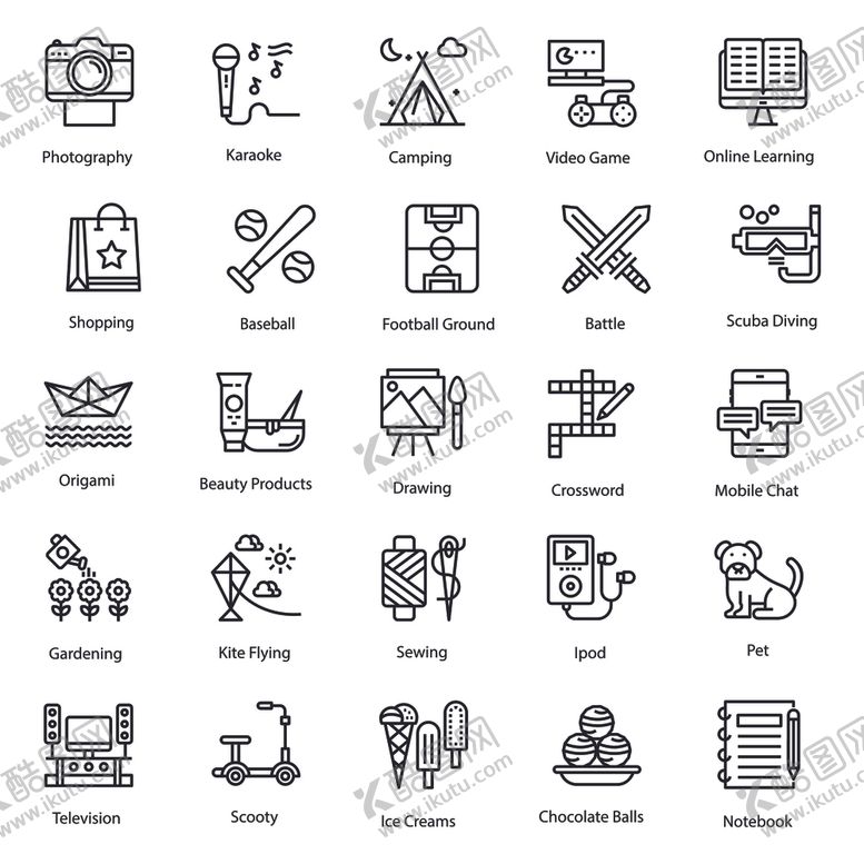 编号：81505309252222002147【酷图网】源文件下载-文体图标