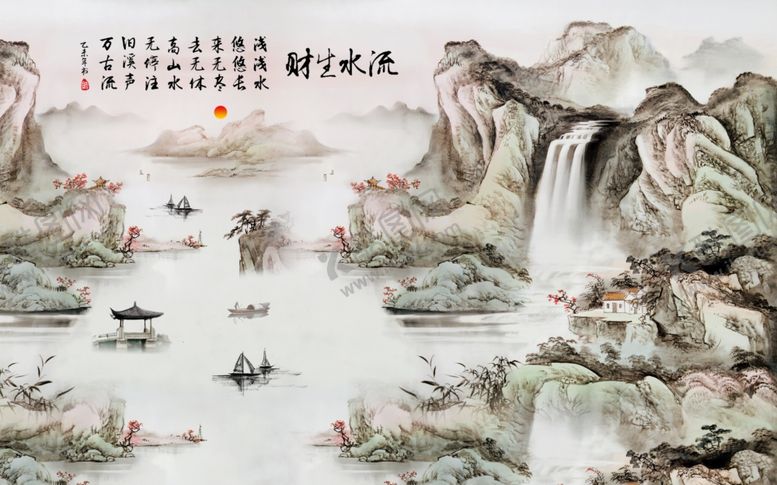 编号：15687405151908557129【酷图网】源文件下载-水墨背景墙