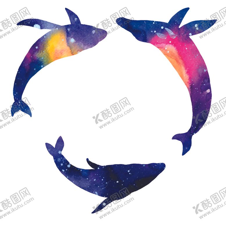 编号：32122010110353041767【酷图网】源文件下载-炫彩渐变鲸鱼图案