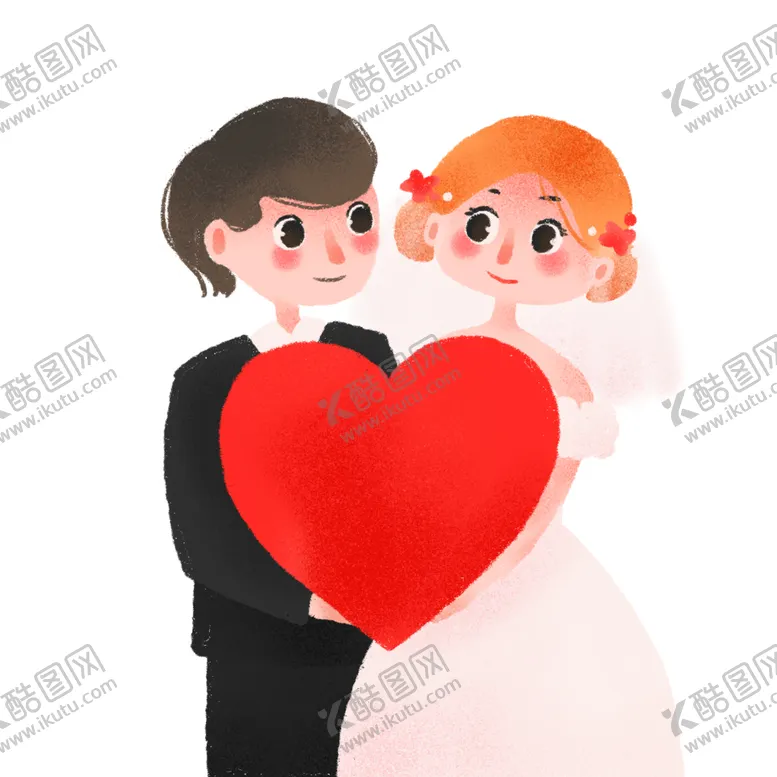 编号：91727102081322352150【酷图网】源文件下载-卡通手绘新郎新娘PNG素材