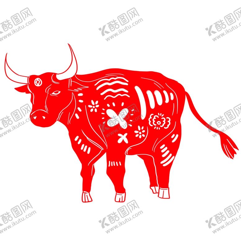 编号：60584709220630416018【酷图网】源文件下载-牛年剪纸插画