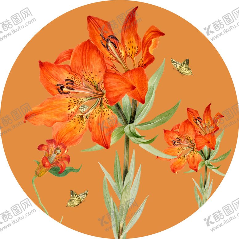 编号：93810710101051019025【酷图网】源文件下载-蝶恋花水彩圆形挂画装饰画