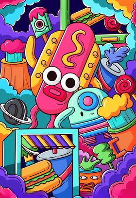 蒸汽波科技机器人插画图片