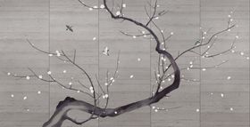 花鸟画梅花背景墙