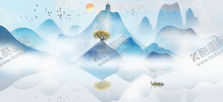 编号：53216109200157322002【酷图网】源文件下载-山水古风传统国风插画素材