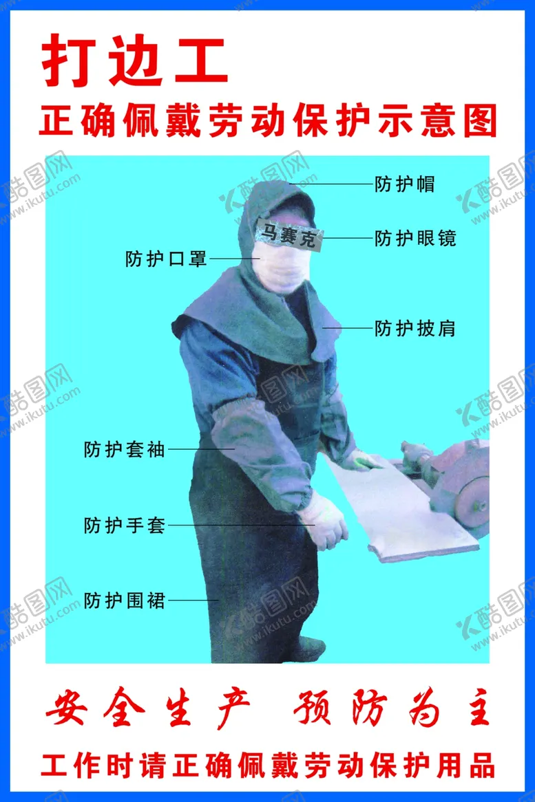 编号：27899809090727205297【酷图网】源文件下载-打边工正确佩戴劳动保护示意图