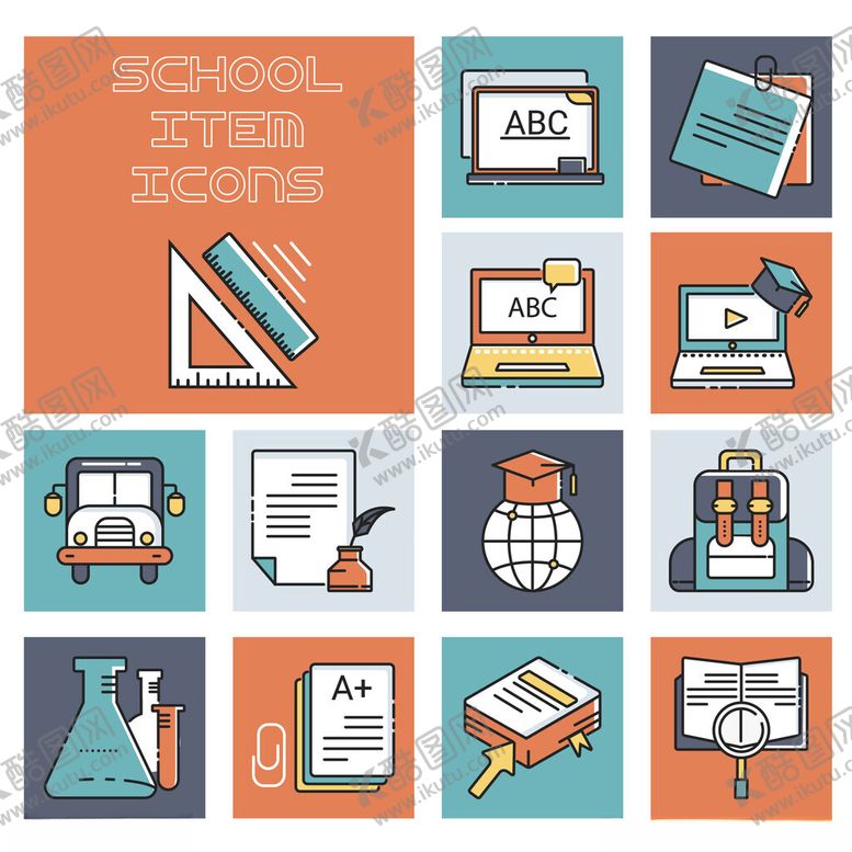 编号：46999210152041517509【酷图网】源文件下载-教育办公主题图标集合