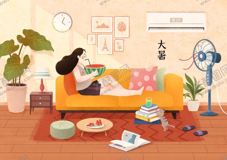 编号：76551210262013285136【酷图网】源文件下载-大暑手绘女孩