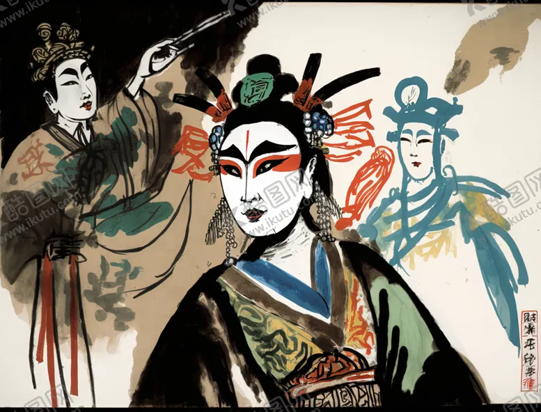 编号：78331301250843271681【酷图网】源文件下载-国画传统戏曲