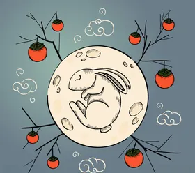 中秋节兔子和柿子