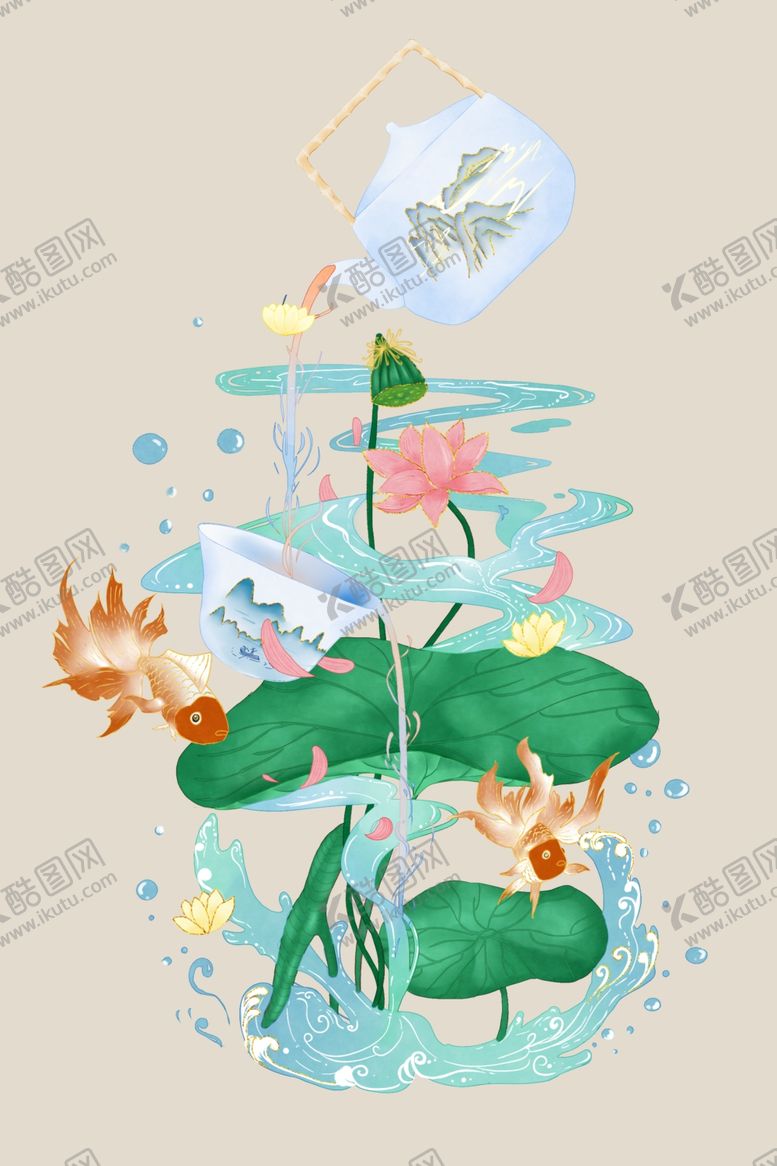 编号：26033702050527141096【酷图网】源文件下载-国潮荷花