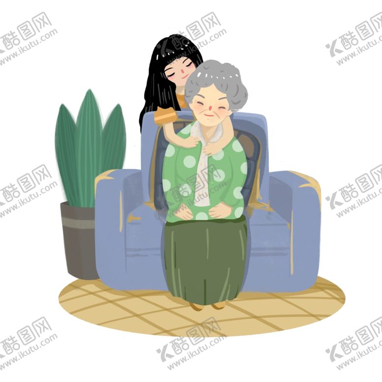 编号：36502310021014222733【酷图网】源文件下载-重阳节女生爱护关爱老人素材