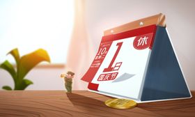 国庆放假清新插画卡通背景素材