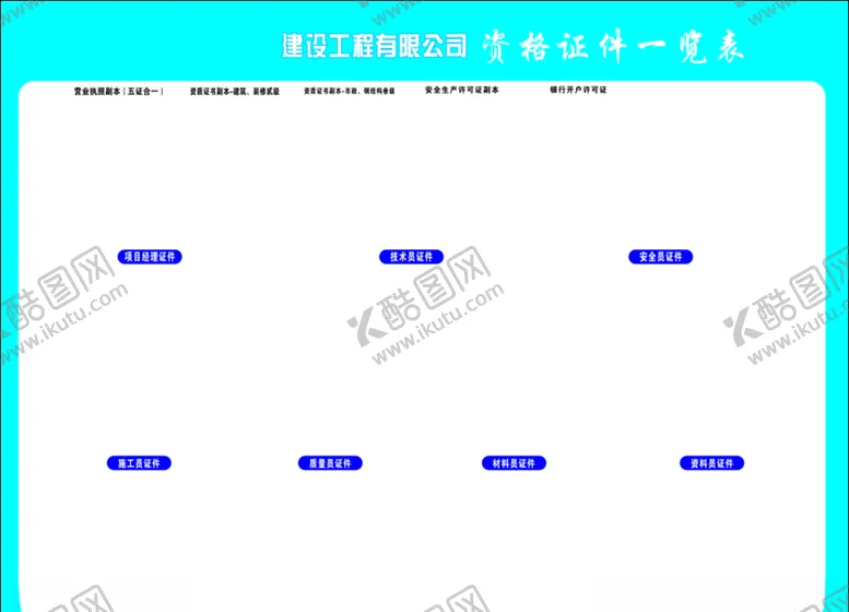 编号：11755004090836394504【酷图网】源文件下载-工地资质证书一览表