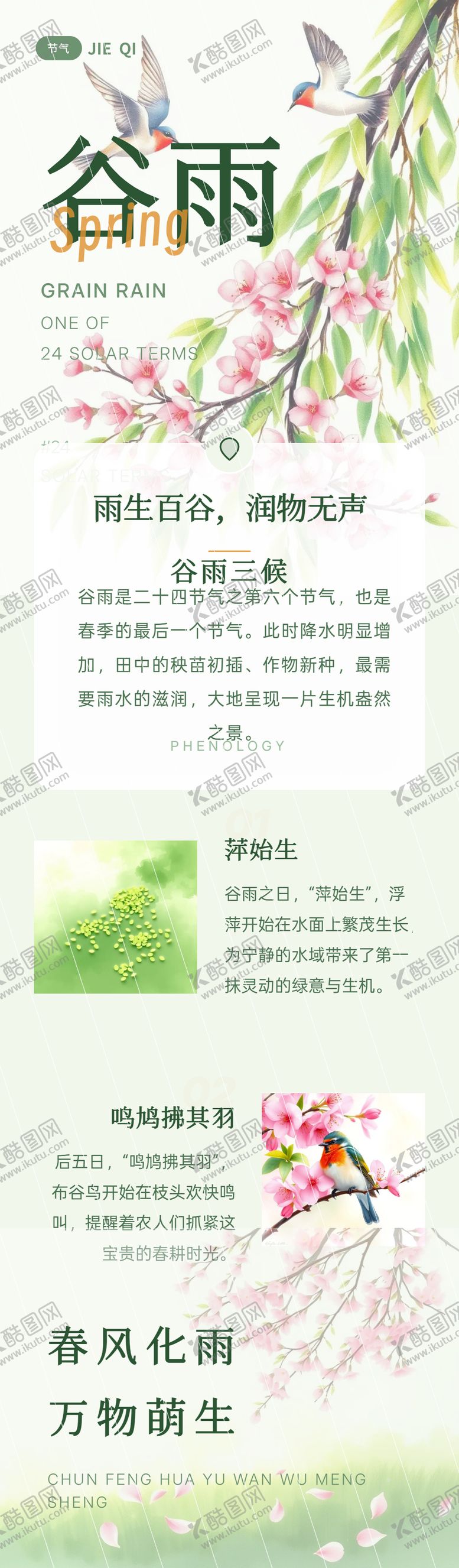 编号：27038104080211227515【酷图网】源文件下载-朋友圈清新谷雨节气长图海报
