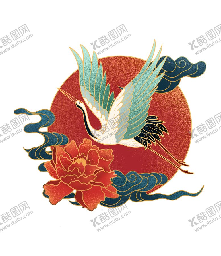 编号：08956409231439254890【酷图网】源文件下载-中国风仙鹤插画PNG素材