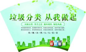 垃圾分类标语扇形背景