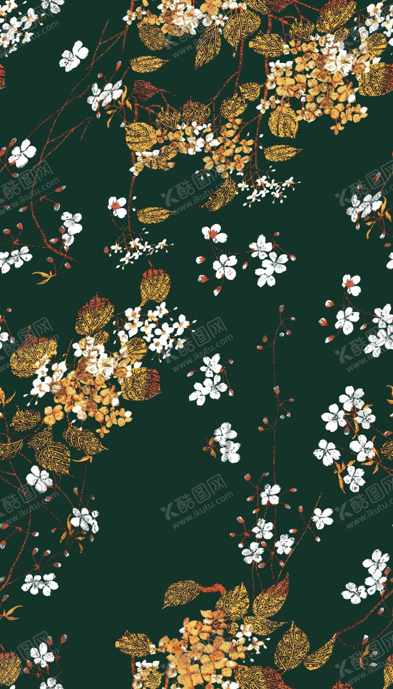 编号：29026709250845527769【酷图网】源文件下载-白花黄叶绿底