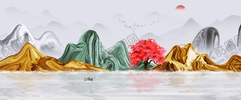 编号：49054706240709107793【酷图网】源文件下载-新中式山水背景