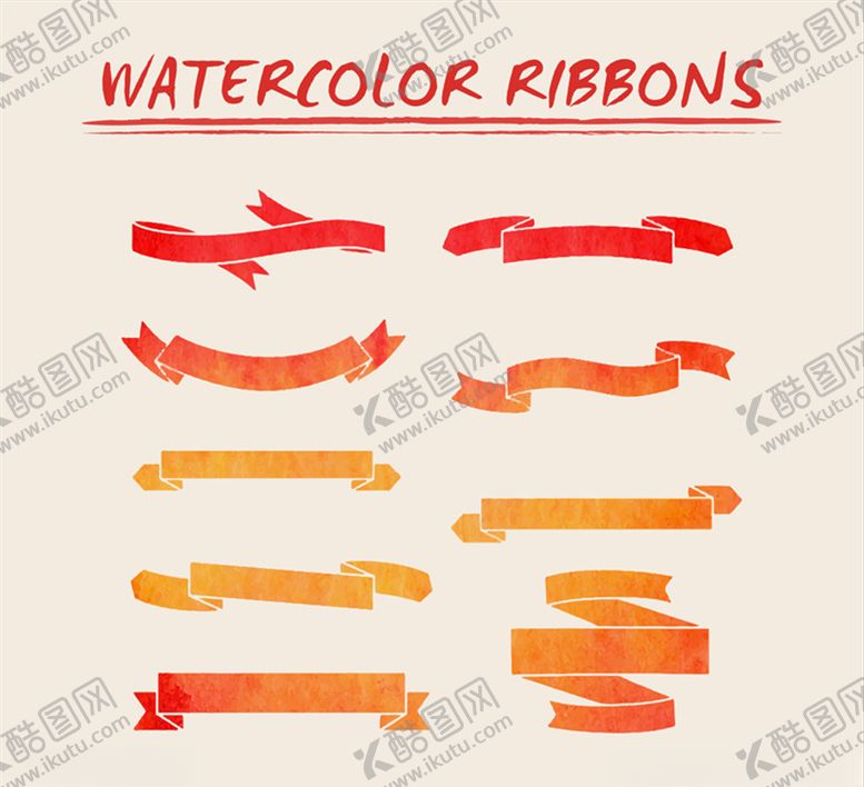 编号：79960709200417433886【酷图网】源文件下载-水彩丝带设计矢量素材