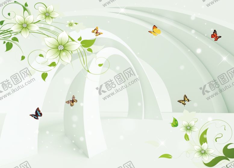 编号：29284809100321362904【酷图网】源文件下载-3D简约花藤背景墙