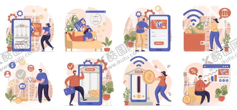编号：93792706300232254714【酷图网】源文件下载-办公场景人物活动插画