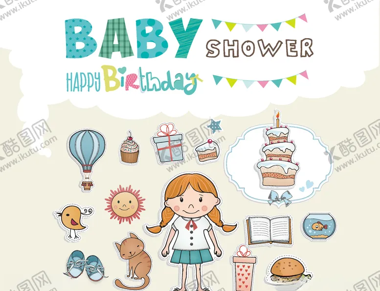编号：97504709182238508857【酷图网】源文件下载-生日快乐手绘女孩