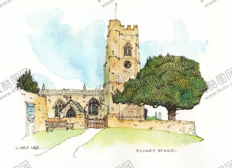 编号：50435410102143317803【酷图网】源文件下载-水彩建筑插画