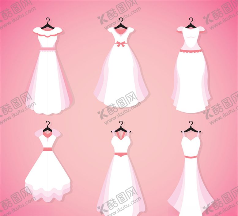 编号：27396409280217314409【酷图网】源文件下载-白色婚纱设计矢量素材