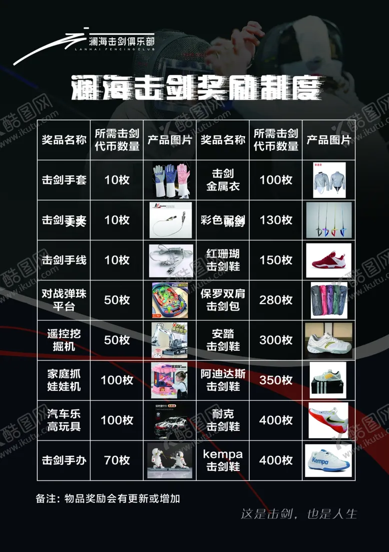 编号：67534512151250176547【酷图网】源文件下载-击剑奖励制度