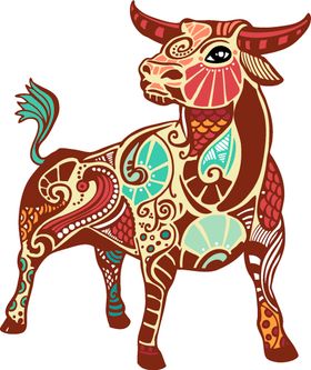 多彩的动物牛的卡通形象高清PN