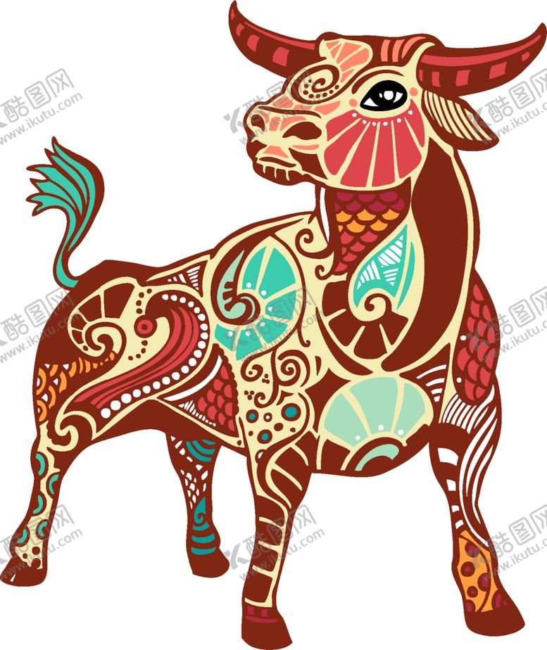 编号：18012010131237358403【酷图网】源文件下载-多彩的动物牛的卡通形象高清PN
