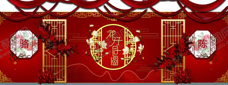 编号：59011907141646333615【酷图网】源文件下载-中式婚礼主舞台打印文件
